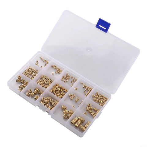 300 Piece Heat Set Threaded Inserts Kit M2 To M6 And One Quarter Twenty Brass Knurled Nuts For 3D Printing PLA ABS Repair Mixed Pack Copper Forging For Strong Durable Joints in compartment case