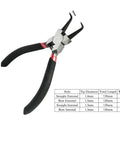 Close-up of 4 Piece Snap Ring Pliers Set Mini Internal And External Circlip Pliers With Straight And Bent Jaw, Spring Loaded C Clip