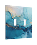 Blue And Gold Marble Texture Double Gang Toggle Light Switch Cover With Elegant Wall Plating