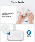 Two Pack GaN USB C Power Strip With 45W USB C Ports, four outlets, four foot retractable extension cord shown coiled