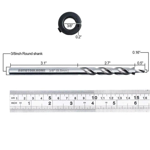 Three Eighths Inch Drill Bit With Depth Stop Collar For Pocket Hole Jig Master System, Six Point Five Inch Length