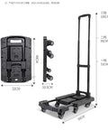 Foldable Moving Trolley For Easy Transport, Retractable Flatbed Sack Truck With 4 Swivel Front Wheels And 2 Fixed, Heavy Duty Utility Cart In Portable Blue, Great For Hauling And Storing At Home, Shop, Or Warehouse. folded and open with 106cm handle, 60cm base