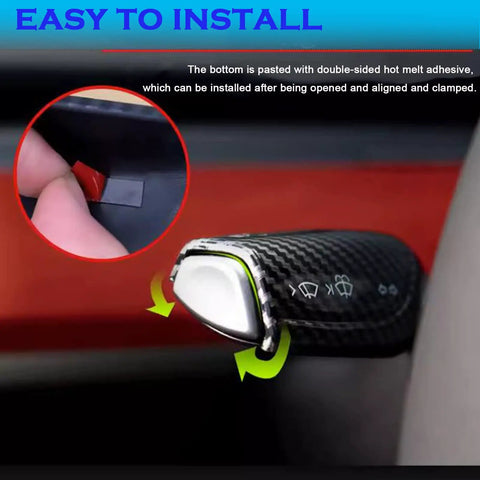 Tesla Model 3 And Model Y Steering Lever Cover Gear Shift Slick Decorative Cover White ABS Interior Accessory installation demonstration