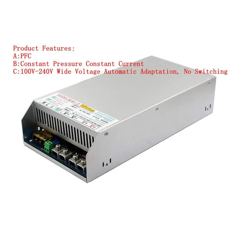 Beefy 2000W Switching Power Supply With PFC Wide 110 to 240V AC Input To 24V DC 83A Output Perfect For CCTV Systems Computer Projects LED Strip Lights And 3D Printers, silver metal case