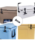 Rock Solid Rubber Hood Catch Latches With Mounting Brackets on coolers in various colors