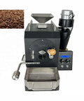 Heavy Duty Electric Coffee Roaster With Cooling Plate And Sampling Spoon 360 Degree Even Heating 600 Gram Batch For Peanuts And Soybeans Solid Build, front view with cooling plate.