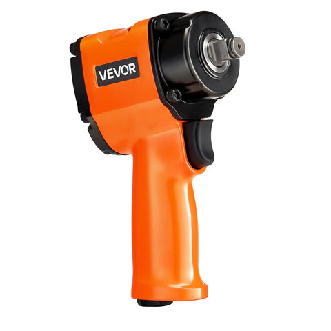 Shop Ready 1 2 Drive Pneumatic Impact Wrench with slim grip for heavy-duty auto work, featuring bright orange alloy housing.