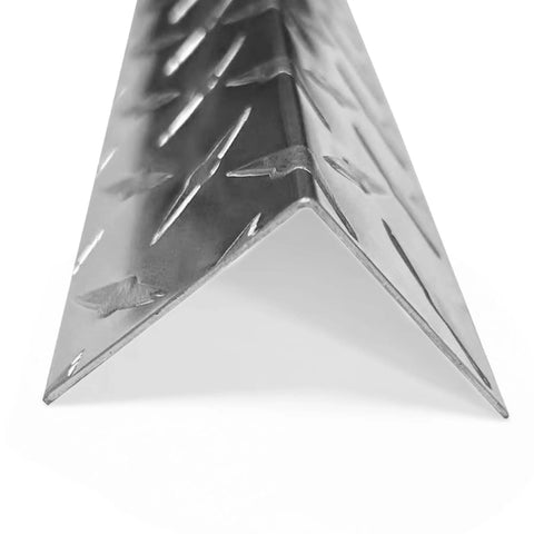 Durable Aluminum Diamond Plate Non Slip Stair Nosing 2 By 2 By 48 Inches Window Sill Nosing Plate close-up, V-shape edge