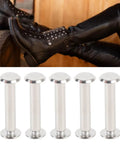 30 Sets M4 Stainless Steel Rivets And Screws Kit Pro Grade Fasteners for Leather Binding and Decorative Projects shown with boots