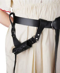 Medieval Leather Sword Frog Universal Rapier Broadsword And Cutlass Right Handed Black With Adjustable Lacing on dress