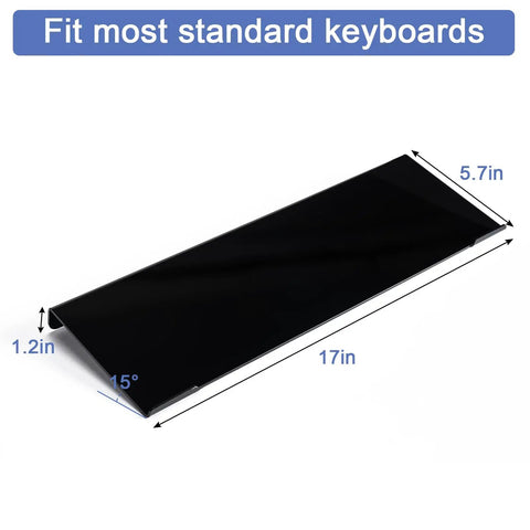 Black Acrylic Tilted Keyboard Stand For Ergonomic Typing With Silicone Anti Slip Strip, 17 By 5.7 Inch Keyboard Tray