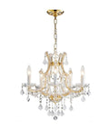 Gold 5 Light Maria Theresa Crystal Chandelier With Adjustable Chain Up To 52 Inches E12 Bulb Ready LED Compatible Modern Luxury Ceiling Fixture