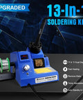 DS90 Dual Digital Soldering Station Kit with 90W Iron, blue version, featuring dual display, temp control, and anti static grounding wire.
