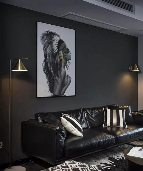 Living room with Ultra Slick Black Peel And Stick Wallpaper Self Adhesive Vinyl, textured matte finish, 78.7x17.7 inches.