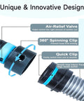 Close-up of 16 Foot Universal Dust Collection Hose For Home And Shop Vacuum Systems Includes 6 Pro-Grade Adapters For Woodworking Tools