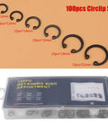 100Pcs Black C Clips Snap Circlip Assortment Kit For Internal External Lock Retaining Rings 11mm To 21mm Six Sizes With Box