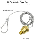 2 Pack One Quarter Inch NPT Air Tank Drain Valve With Sixty Inch Cable For Air Brake Reservoir And Air Compressor Drain On Big Rig Semi Trucks Replacement Compatible With 12105 N3613AD, brass valve with 60 inch cable