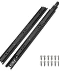 Buttery Smooth Steel Drawer Slides 17 Inch Full Extension Side Mount Two Pack with heavy duty rails and included screws.