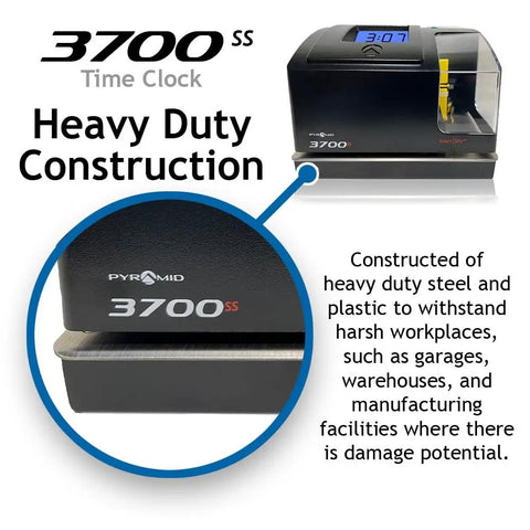 Workhorse Heavy Duty Time Clock And Document Stamp Featuring Smart Led Alignment Dual View Windows For Hassle Free Employee Punch Tracking And No Nonsense Business Attendance Solutions with heavy duty steel and plastic construction.