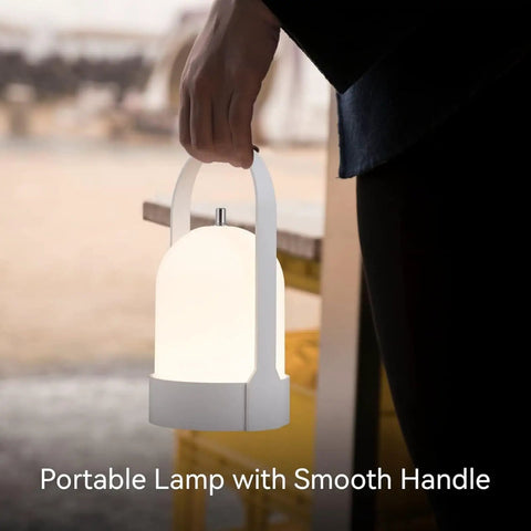 All Day 4000mAh Rechargeable LED Lantern Table Lamp with smooth handle in use outdoors