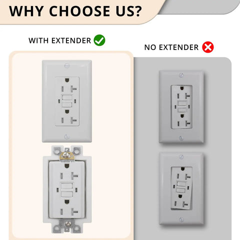1 Gang Electrical Box Extender Kit Non Metallic BE1 6 Pack With 12 Phillips Screws For Extending Power Outlet Box Depth In Recessed Wiring Projects For Easy Home Wiring Installations; outlet comparison