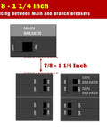 Diagram showing 7/8 to 1 1/4 inch spacing for Generator Interlock Kit For 150 And 200 Amp Murray Or Siemens Panels.