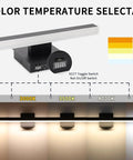 Diagram of LED Vanity Lights 24 Inch Dimmable Silver Bath Light Bar Modern Sconces color temperature options 2500K to 5300K.
