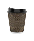 80 Pack 10 Oz Insulated Paper Coffee Cups With Lids And Straws Ripple Wall Three Layer Brown Hot Beverage Cups For Parties Picnics Travel And Office Use Keeps Coffee Hot Longer, showing a single cup with ripple wall design.