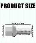M14x1.5 Ball Seat Wheel Bolts And Lug Studs Set For Quick Wheel Swaps, 27mm Shank, Chrome Finish, Alloy Steel, 8.8 Grade dimensions
