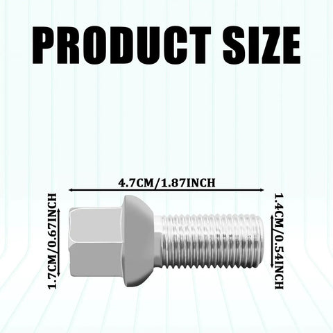 M14x1.5 Ball Seat Wheel Bolts And Lug Studs Set For Quick Wheel Swaps, 27mm Shank, Chrome Finish, Alloy Steel, 8.8 Grade dimensions