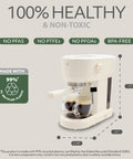 Next Level Eco Series Espresso Machine With Built In Tamper And Silky Milk Frother 15 Bar Coffee Maker showcasing eco-friendly design.
