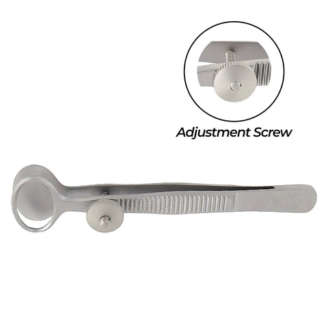 Chalazion Eyelid Clamp For Simulation And Training Stainless Steel Ophthalmic Forceps 9 Cm Length Medium 20Mm Outer Diameter Pro Grade Precision Instrument For Eye Care Students adjustment screw detail