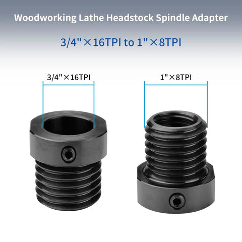 Lathe Headstock Spindle Adapter Converts Three Quarter Inch By Sixteen Tpi To One Inch By Eight Tpi With Blackened Rust Resistant Finish