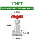 1 Inch NPT Female Gate Valve With Wheel Handle For Water Oil Gas, 304 Stainless Steel Rotary Sluice Valve With Full Bore Design And Secure Seal