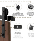 Close-up of Heavy Duty Sliding Barn Door Hardware Kit With Door Hook And Two Handles For Double Doors, Smooth And Quiet Operation