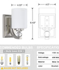 2 Pack Dope Modern Glass Wall Sconces With Crystal And Frosted Glass Shades, Brushed Nickel Finish, UL Certified, E26 Socket Diagram
