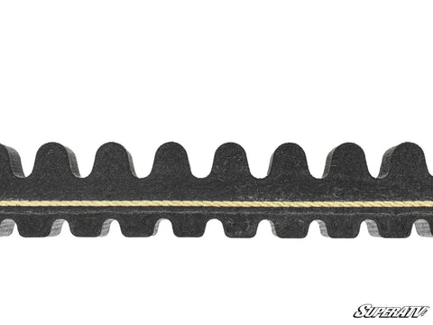 Beefed Up Heavy Duty CVT Drive Belt for CFMOTO UForce UTVs, aramid fiber cord close-up, superior durability visible