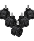 Three Inch Office Chair Wheel Replacement Set Five Pack With Seven Eighths Inch Universal Stem 22x11mm Black Casters