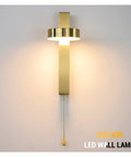 Premium Top Sleek Led Indoor Wall Lights Aluminum Nordic Sconce Fixtures with pull chain for cozy bedroom glow