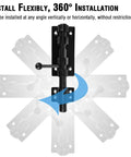 Kickass Heavy Duty Slide Bolt Gate Latch, Solid Stainless Steel Security Bolt Locks For Fences Backyards Garage Doors Cupboards And Windows, 7.8 Inch Black Double Pack, 360-degree installation flexibility shown.