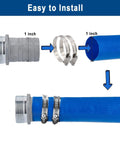 1 Inch Aluminum Pin Lug Fitting Set With Brass Swivel Nut, Female To Male Pipe Thread Connectors, Lightweight And Rustproof, Includes 2 Fittings And 2 Clamps For Rock Solid Hose Or Pipe Connections. 1 inch hose connection with clamp installation