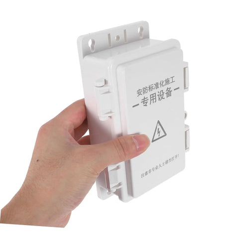 Heavy Duty Outdoor Electrical Enclosure Plastic Junction Box Waterproof For Surveillance Cameras and Electronic Components Systems Built To Last Through Rough Weather With Super Easy Install held in hand