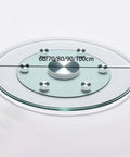 Tempered Glass Lazy Susan Turntable For Dining Tables, Go-To Rotating Table Organizer with multiple size options displayed