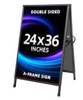 Beefy Heavy Duty Slide In Folding Sandwich Board A Frame Sidewalk Sign 24 By 36 Inch Black Coated Steel Double Sided