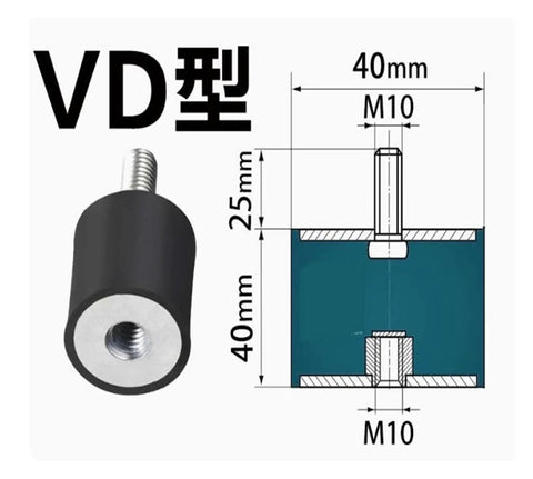 Heavy Duty Rubber Vibration Isolator Mounts With M10 Threaded Damper Pads For Machinery Motor And Mini Split Gear, 40mm size.