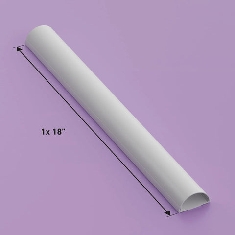 Half Round TV Wire Hider Cord Cover With Hinged One Piece Raceway Paintable Self Adhesive, shown at full length, white