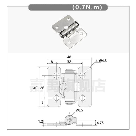Diagram and measurements of Stainless Steel Pivot Hinge With Adjustable Torque Friction Damping And Free Stop Positioning For Doors Lids Cabinets And Hatches Hfk01 40 Hinge Set Heavy Duty Easy Install