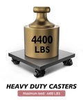 Easy Peasy Height Adjustment Solid As A Rock Heavy Duty Swivel Casters Set Of Four Adjustable Workbench Stem Wheels With Ratchet Handle Top Shelf Industrial Grade Equipment Leveler Half Inch M12 Threads 4400 Pound Capacity Max on a heavy weight platform.