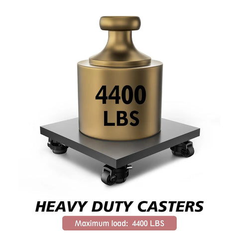 Easy Peasy Height Adjustment Solid As A Rock Heavy Duty Swivel Casters Set Of Four Adjustable Workbench Stem Wheels With Ratchet Handle Top Shelf Industrial Grade Equipment Leveler Half Inch M12 Threads 4400 Pound Capacity Max on a heavy weight platform.