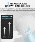 Unbreakable Rubber Golf Tee With Adjustable Height From 2.1 To 2.9 Inches, showing 8-claw grip stabilizing a golf ball.